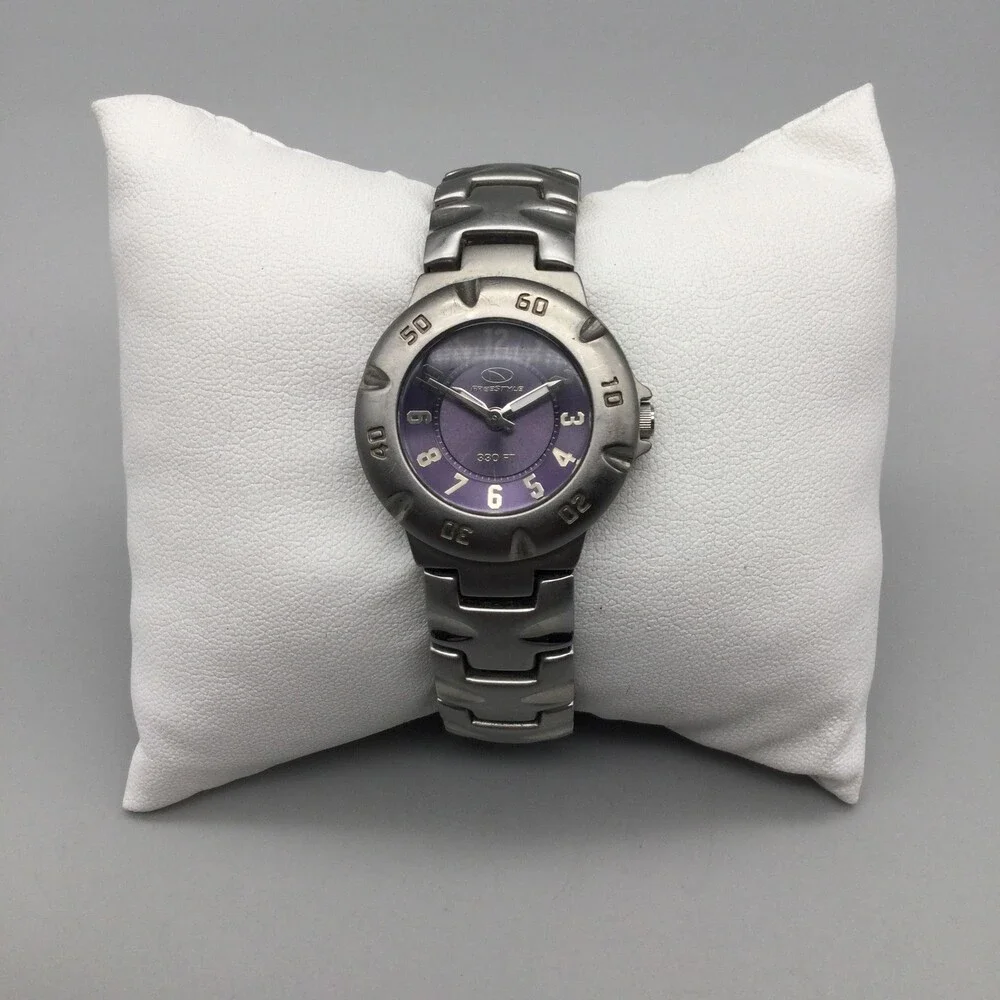 Freestyle Womens Watch 27mm Purple Dial Silver Tone Diver New Battery 6.25